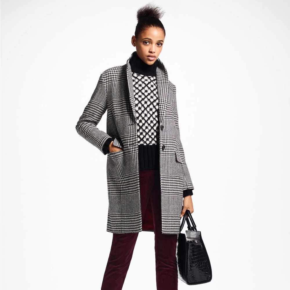 Brooks Brother Glen Plaid Wool Cocoon Coat